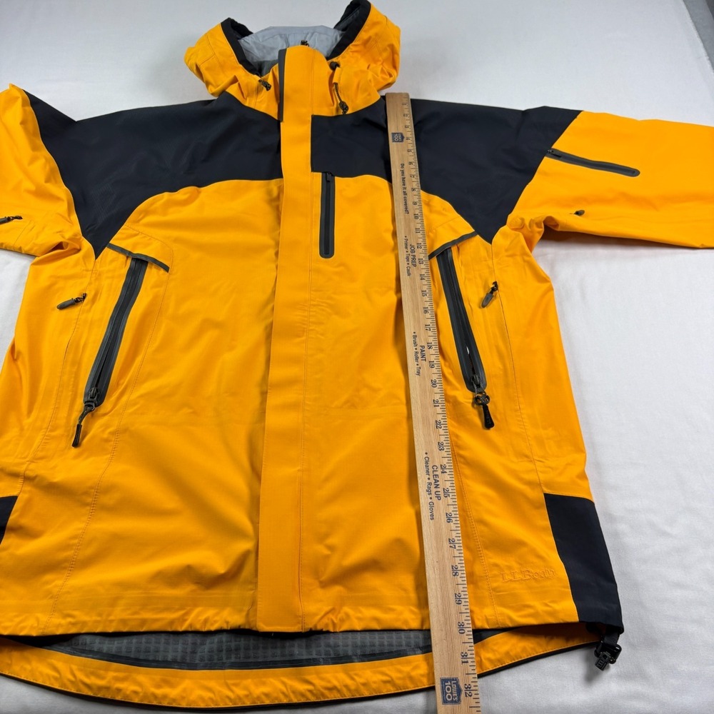 LL Bean Jacket Mens Large Yellow Gore Tex XCR Rain Water Resist Full Zip Outdoor - Picture 8 of 10